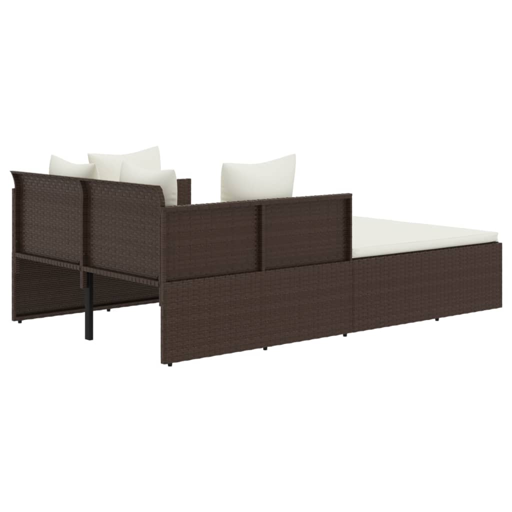 Ξαπλώστρα με Μαξιλάρια Καφέ 182 x 118 x 63 εκ. Συνθετικό Ρατάν 5
