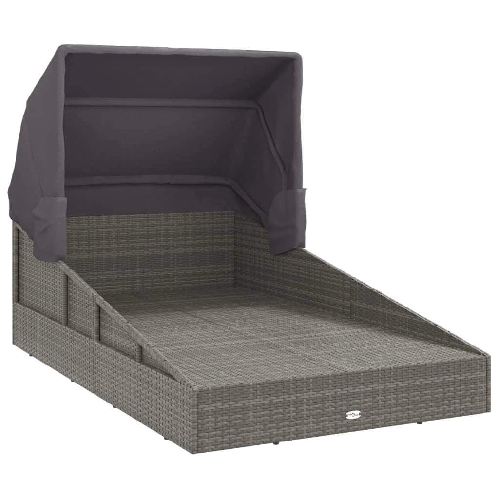 Ξαπλώστρα με Πτυσσόμενη Οροφή Γκρι 200x114x128 εκ. Συνθ. Ρατάν 7