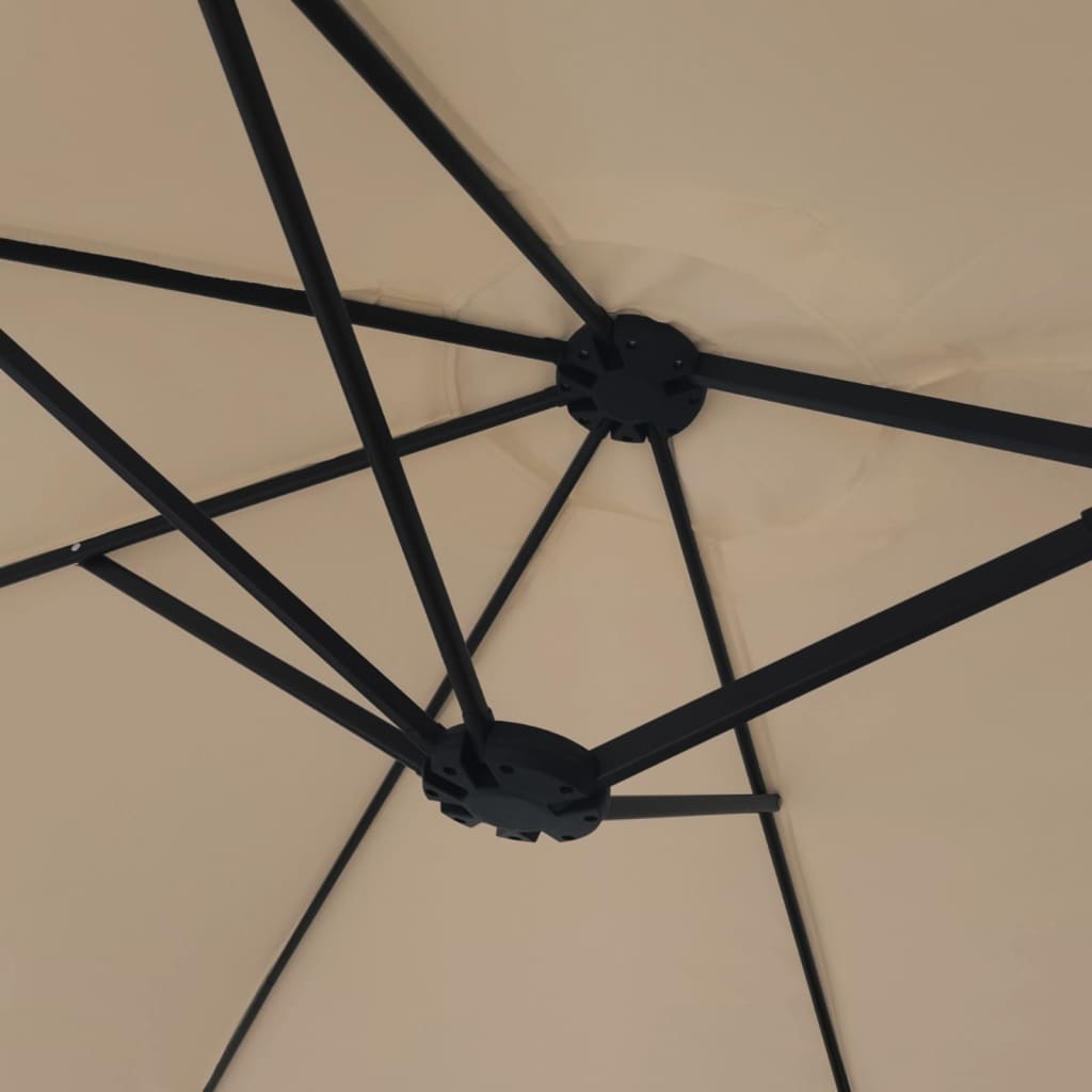 Ομπρέλα Κήπου με Διπλή Κορυφή και LED Taupe 449 x 245 εκ. 8