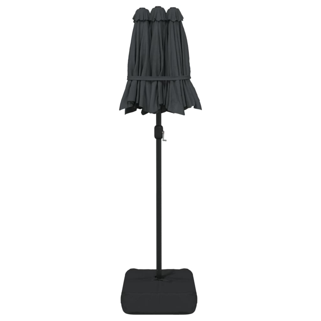 Ομπρέλα Κήπου με Διπλή Κορυφή και LED Ανθρακί 316 x 240 εκ. 7