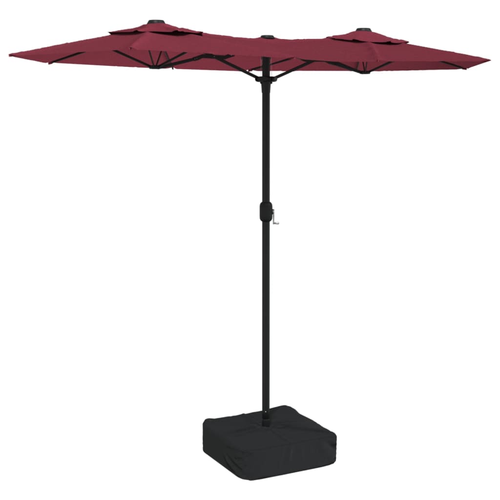 Ομπρέλα Κήπου με Διπλή Κορυφή και LED Μπορντό 316 x 240 εκ. 2