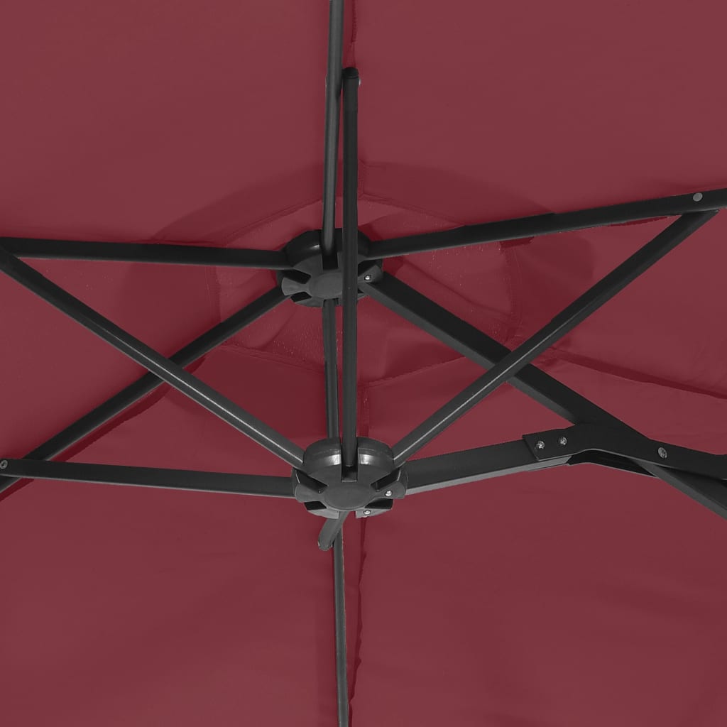 Ομπρέλα Κήπου με Διπλή Κορυφή και LED Μπορντό 316 x 240 εκ. 8
