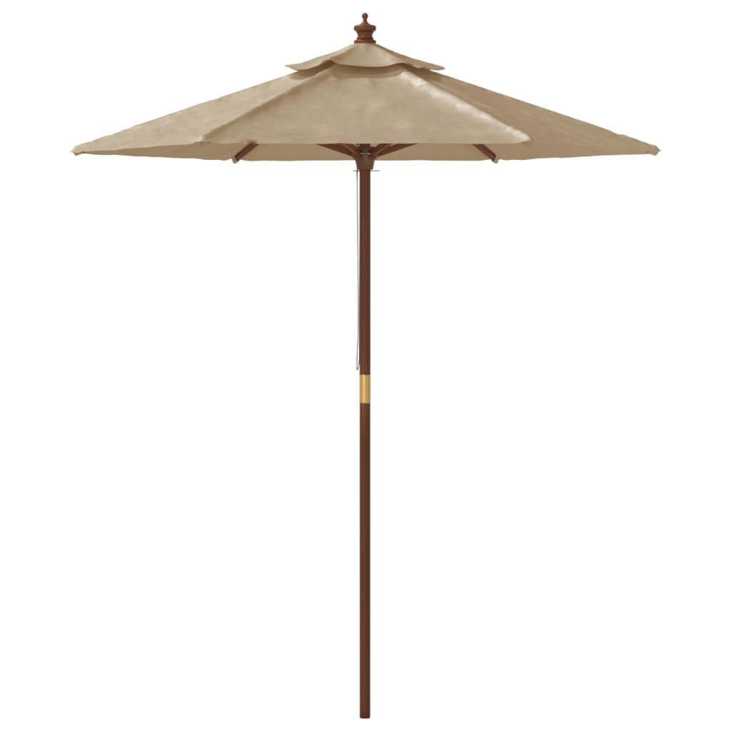 Ομπρέλα Κήπου με Ξύλινο Ιστό Taupe 196x231 εκ. 4