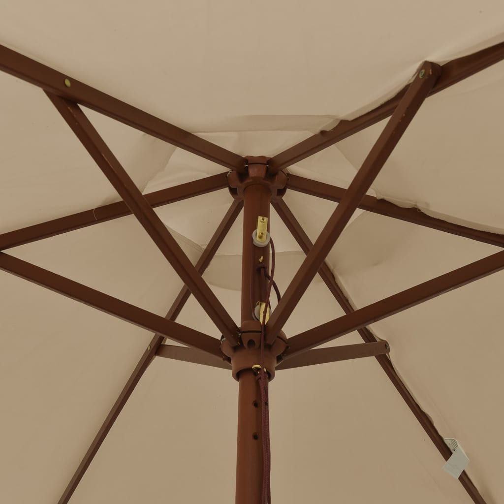 Ομπρέλα Κήπου με Ξύλινο Ιστό Taupe 196x231 εκ. 6