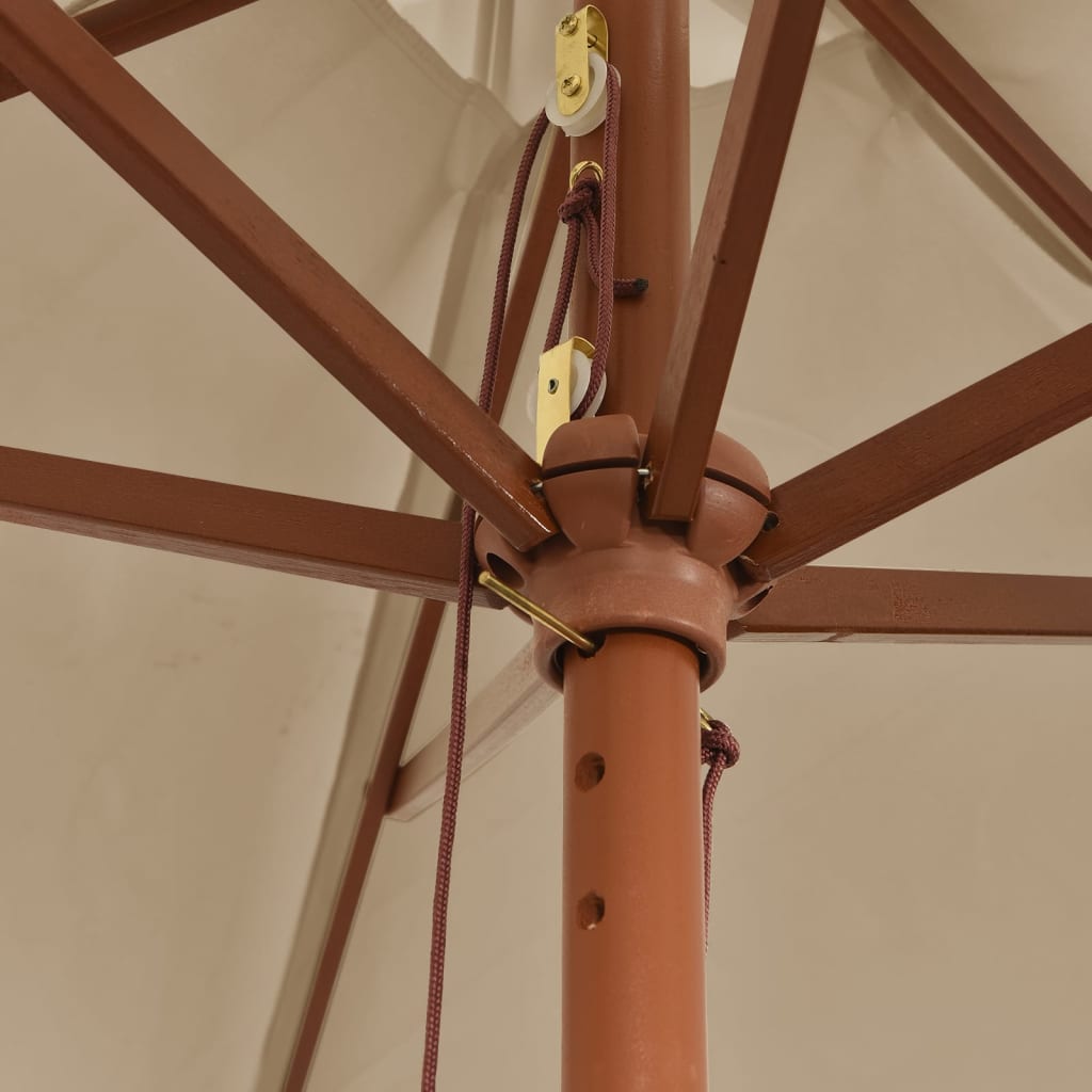 Ομπρέλα Κήπου με Ξύλινο Ιστό Taupe 299 x 240 εκ. 6