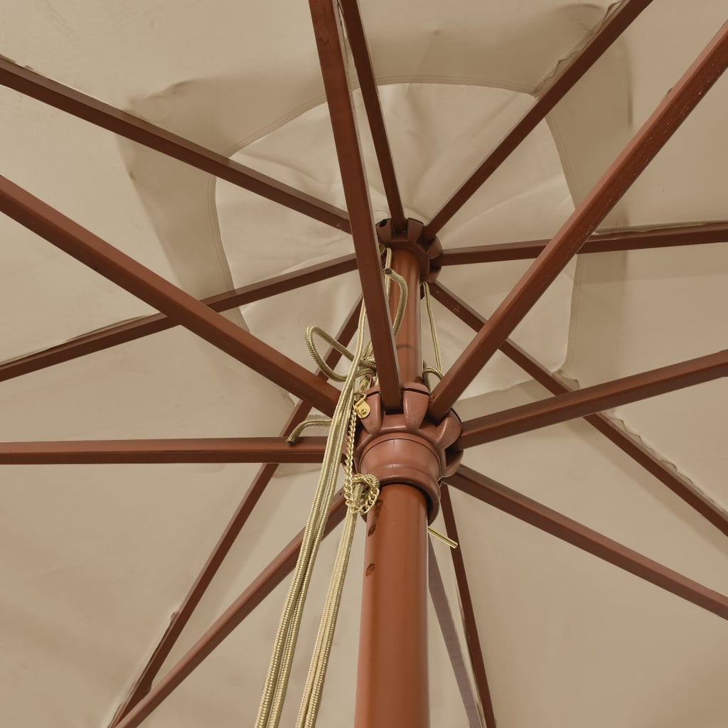 Ομπρέλα Κήπου με Ξύλινο Ιστό Taupe 300 x 300 x 273 εκ. 5