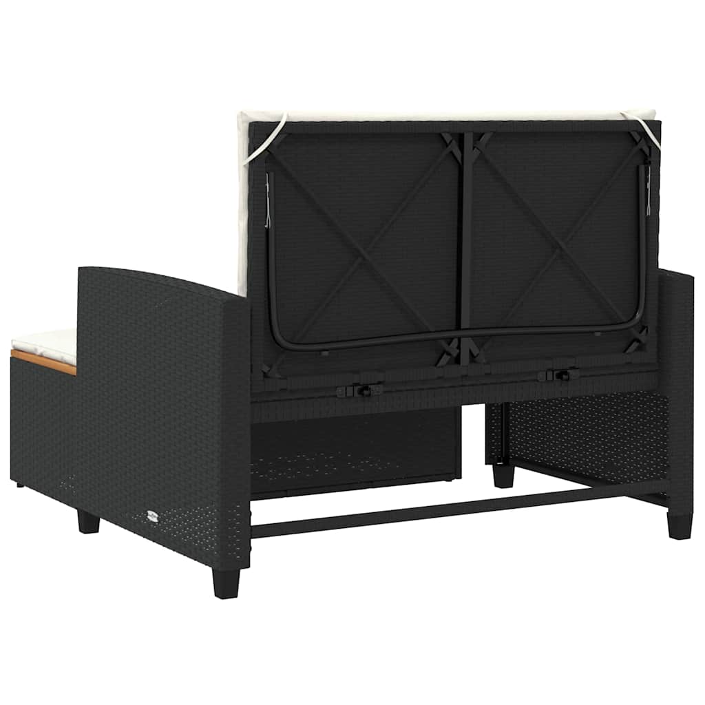 Καναπές Κήπου Διθέσιος Μαύρο Συνθετικό Ρατάν/Ακακία + Μαξιλάρια 8