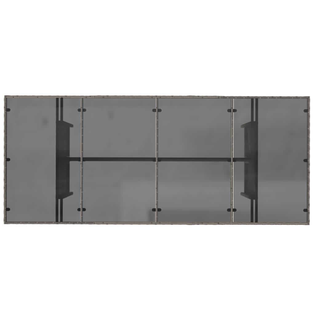 Τραπέζι Κήπου με Γυάλινη Επιφάνεια Γκρι 190x80x74 εκ Συνθ.Ρατάν 7