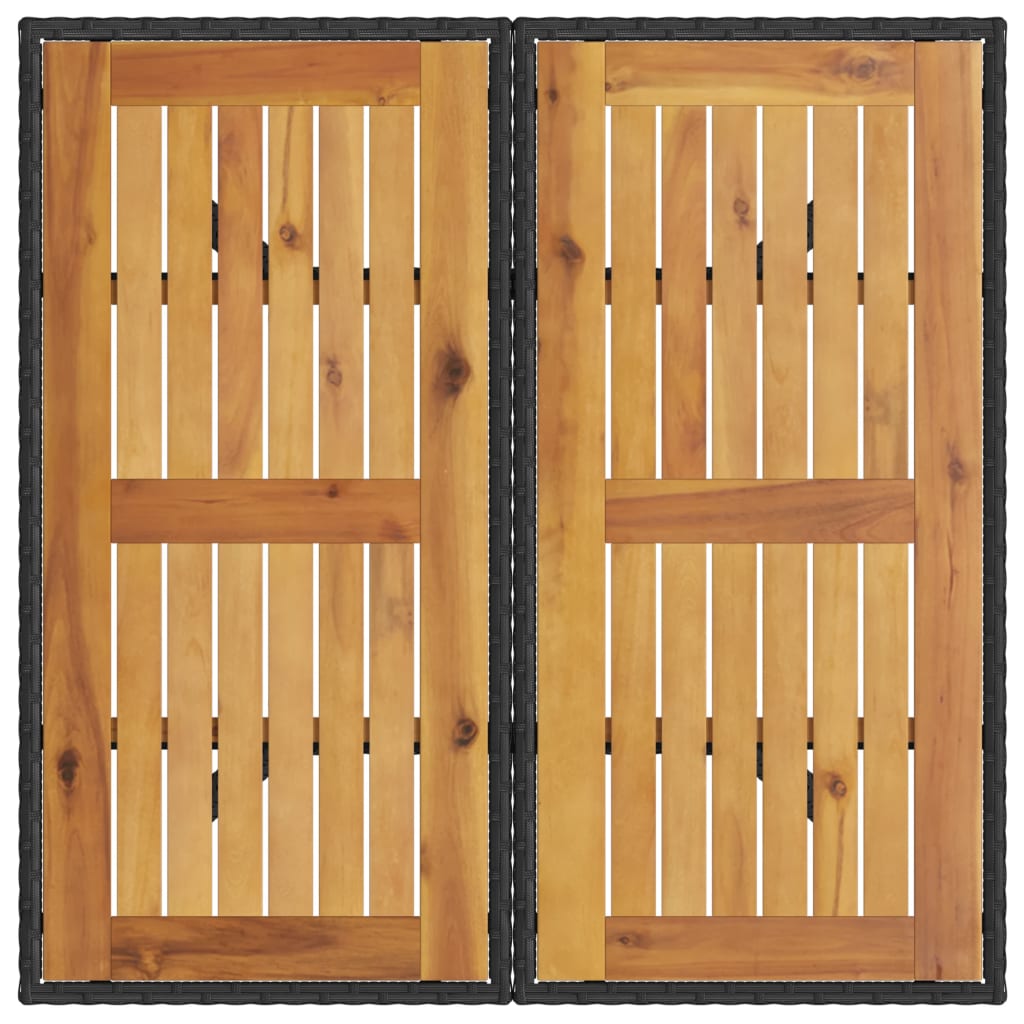 Τραπέζι Κήπου Επιφάνεια Ακακίας Μαύρο 80x80x75 εκ. Συνθ. Ρατάν 7