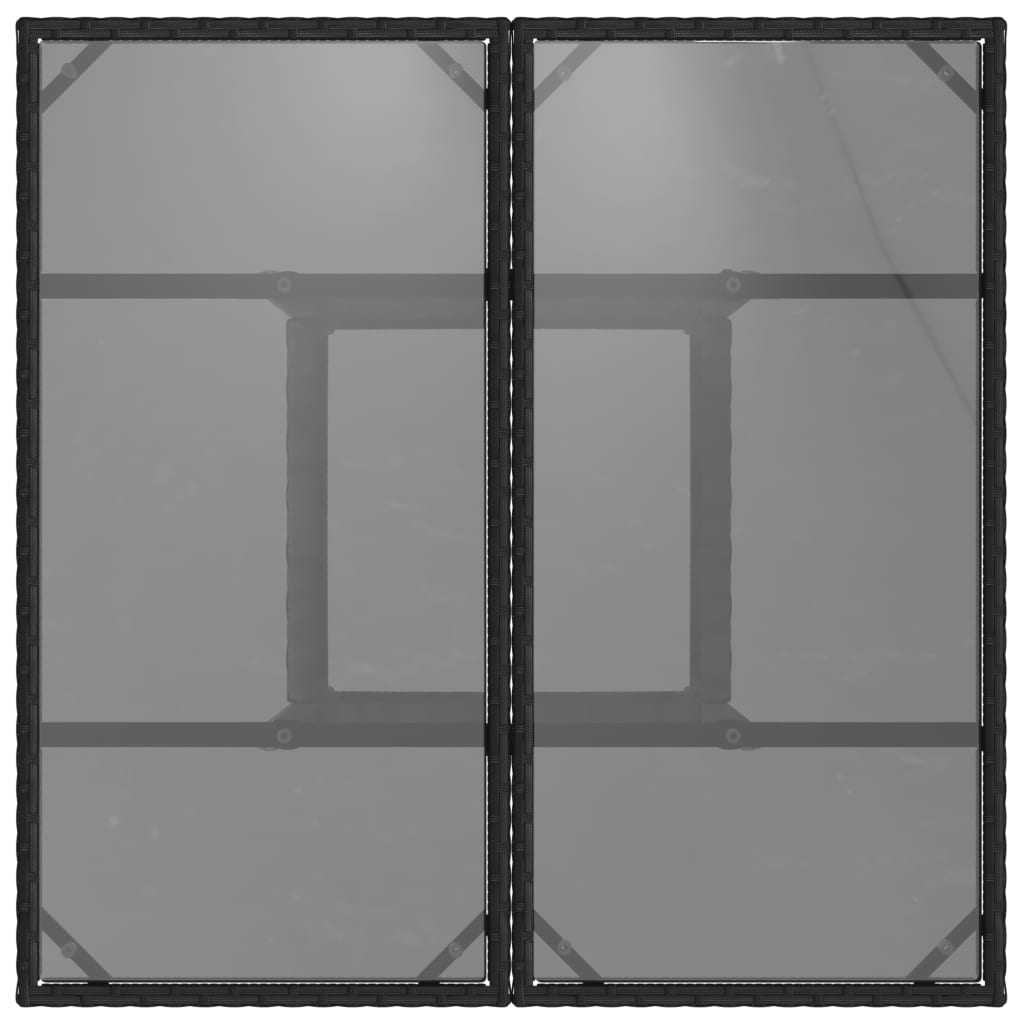 Τραπέζι Κήπου με Γυάλινη Επιφάνεια Μαύρο 80x80x75 εκ Συνθ Ρατάν 7