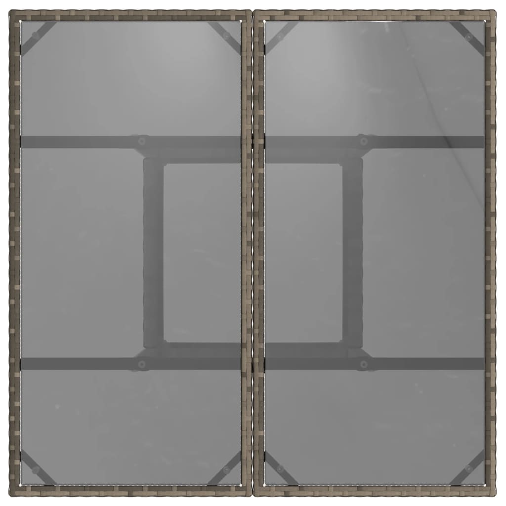 Τραπέζι Κήπου με Γυάλινη Επιφάνεια Γκρι 80x80x75 εκ Συνθ. Ρατάν 7