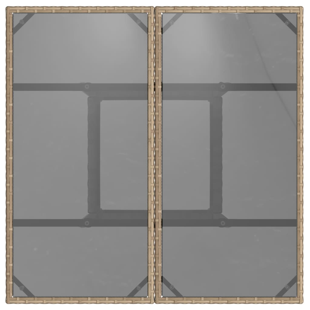 Τραπέζι Κήπου Γυάλινη Επιφάνεια Μπεζ 80x80x75 εκ. Συνθ. Ρατάν 7