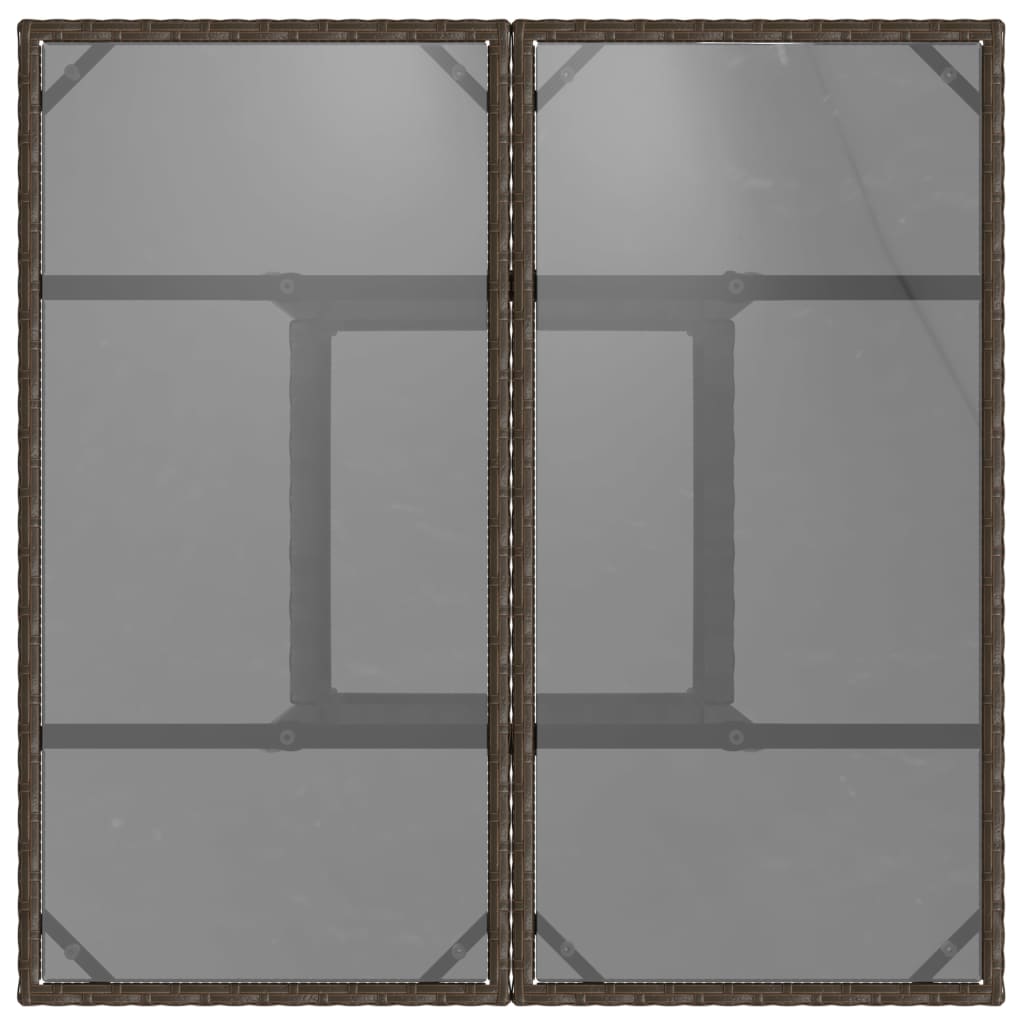 Τραπέζι Κήπου με Γυάλινη Επιφάνεια Καφέ 80x80x75 εκ. Ρατάν 7