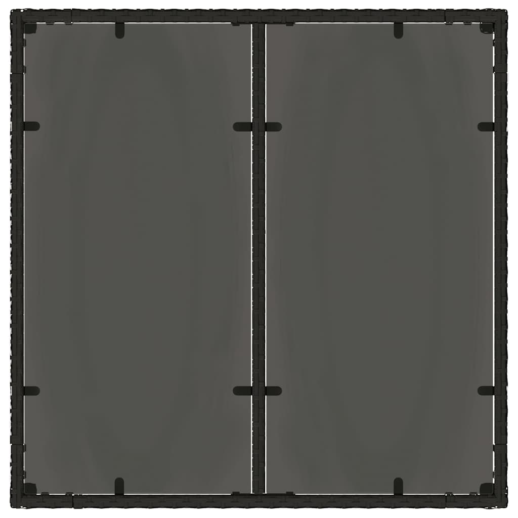 Τραπέζι Κήπου με Γυάλινη Επιφάνεια Μαύρο 90x90x75 εκ Συνθ Ρατάν 7