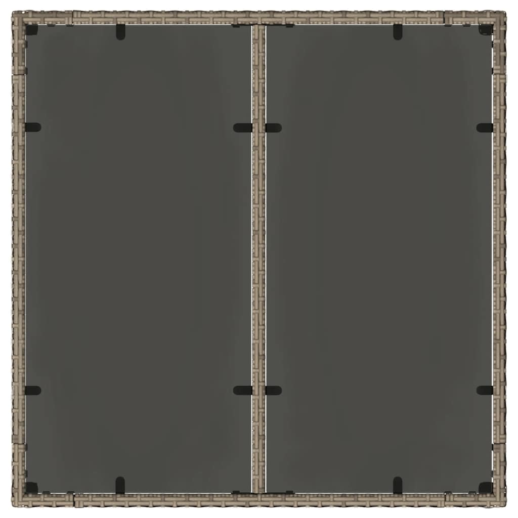 Τραπέζι Κήπου με Γυάλινη Επιφάνεια Γκρι 90x90x75 εκ Συνθ. Ρατάν 7