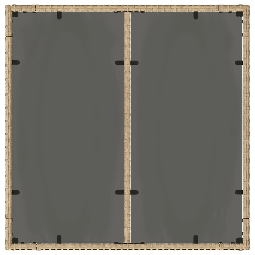 Τραπέζι Κήπου Γυάλινη Επιφάνεια Μπεζ 90x90x75 εκ. Συνθ. Ρατάν 7