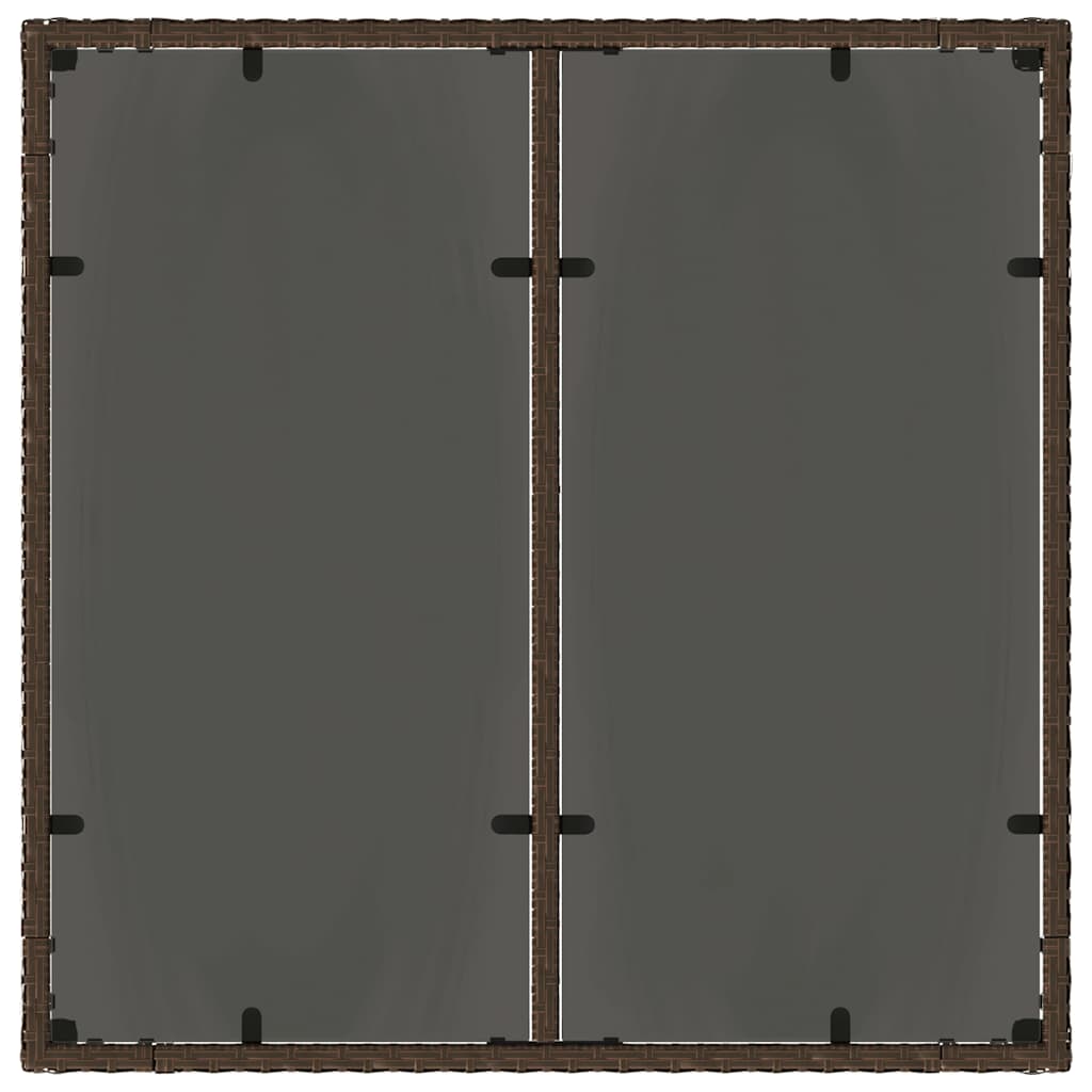 Τραπέζι Κήπου με Γυάλινη Επιφάνεια Καφέ 90x90x75 εκ Συνθ. Ρατάν 7