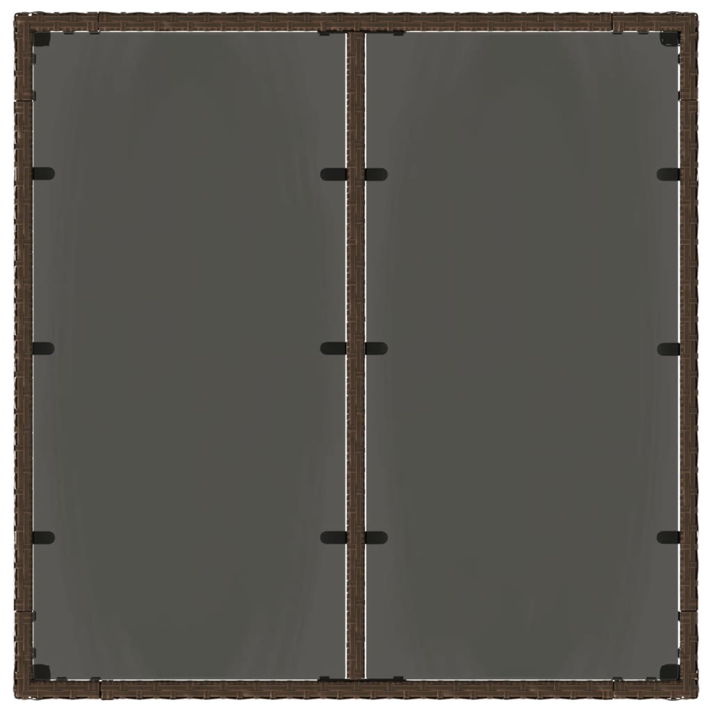 Τραπέζι Κήπου με Γυάλινη Επιφάνεια Καφέ 90x90x75 εκ Συνθ. Ρατάν 7