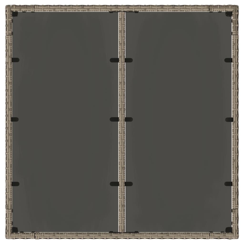 Τραπέζι Κήπου με Γυάλινη Επιφάνεια Γκρι 90x90x75 εκ Συνθ. Ρατάν 7