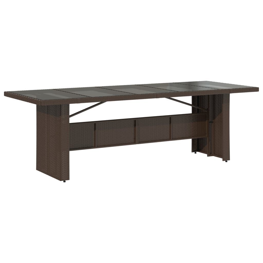 Τραπέζι Κήπου με Γυάλινη Επιφάνεια Καφέ 240x90x75 εκ Ρατάν 2