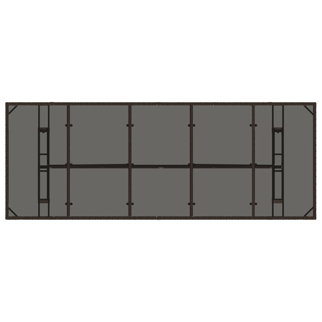 Τραπέζι Κήπου με Γυάλινη Επιφάνεια Καφέ 240x90x75 εκ Ρατάν 7