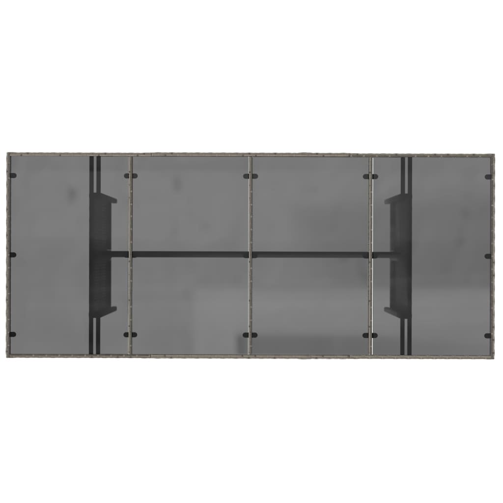 Τραπέζι Κήπου με Γυάλινη Επιφάνεια Γκρι 190x80x75 εκ Ρατάν 7