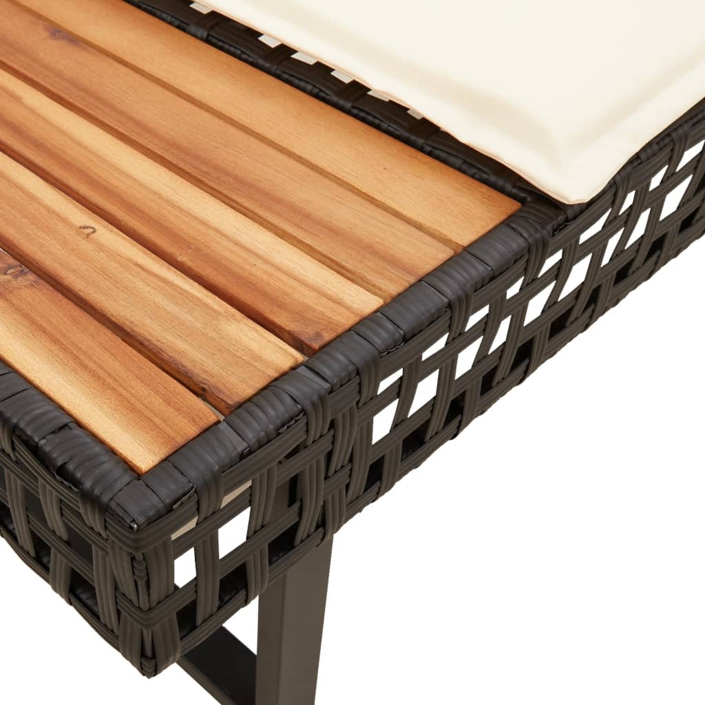 Καναπές Κήπου Γωνιακός Μαύρος Συνθ. Ρατάν/Ακακία Μαξιλάρια 6
