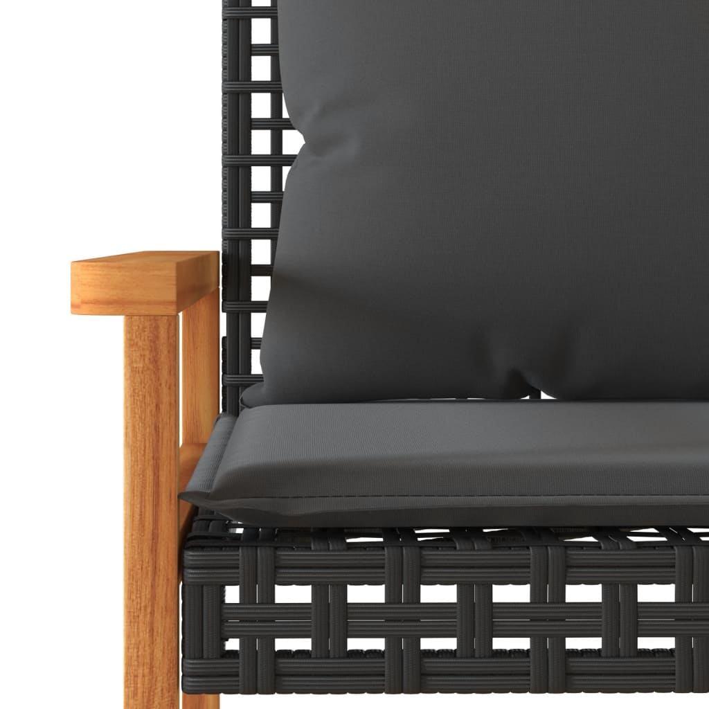Πάγκος Κήπου Μαύρος από Συνθ. Ρατάν/Ξύλο Ακακίας με Μαξιλάρι 7