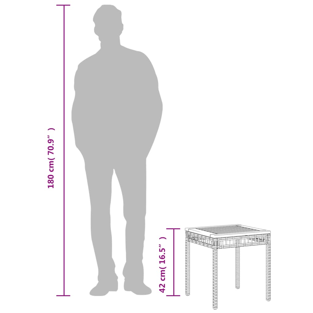 Τραπέζι Κήπου Μπεζ 38x38x42 εκ. Συνθετικό Ρατάν & Ξύλο Ακακίας 9