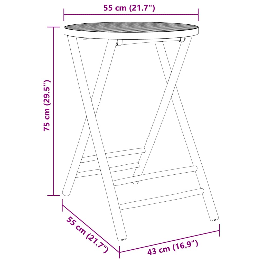 Τραπέζι Κήπου Πτυσσόμενο Ø55x75 εκ. από Μπαμπού 8
