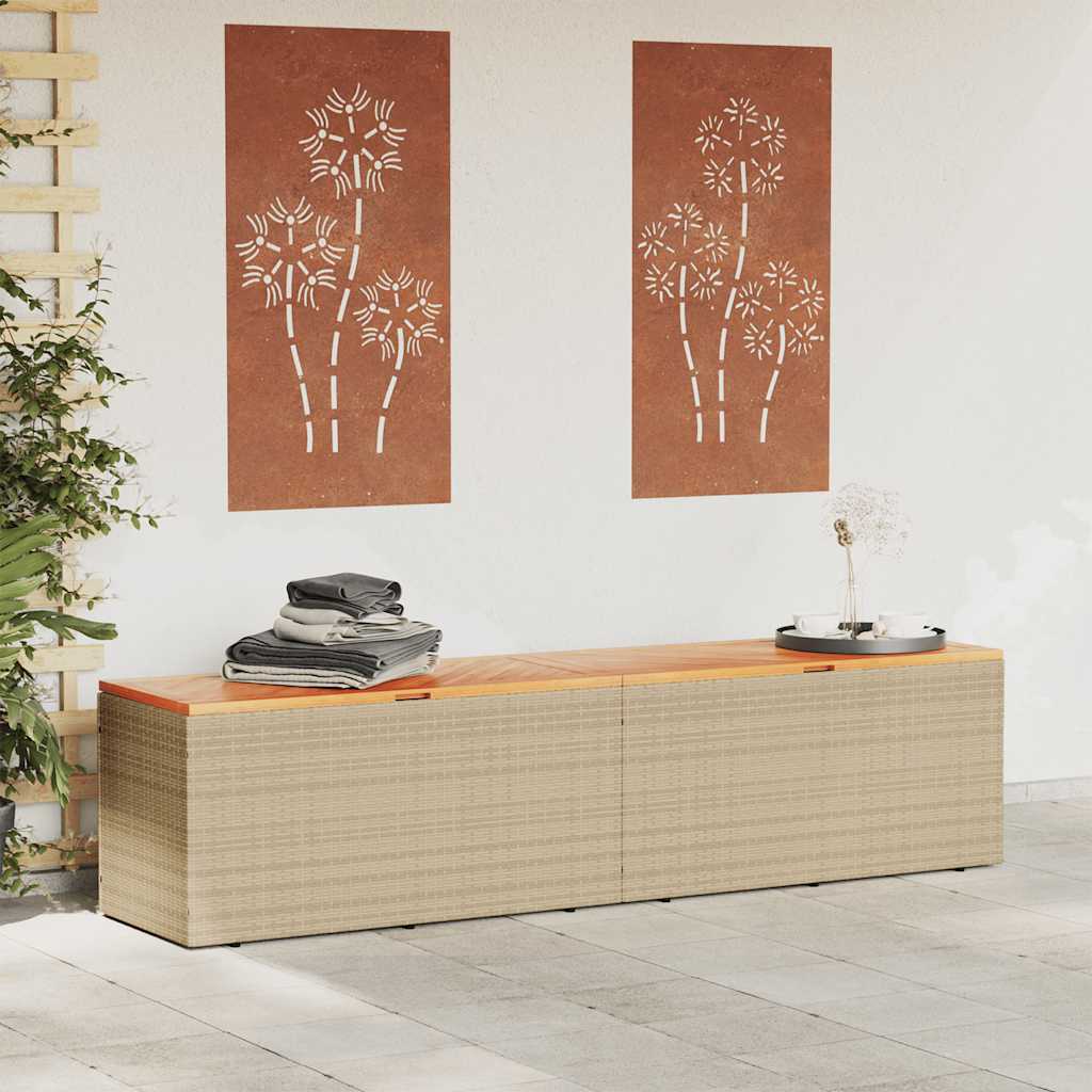 Κουτί Αποθ. Κήπου Μπεζ 220x50x54 εκ. Συνθ. Ρατάν/Μασίφ Ακακία 3