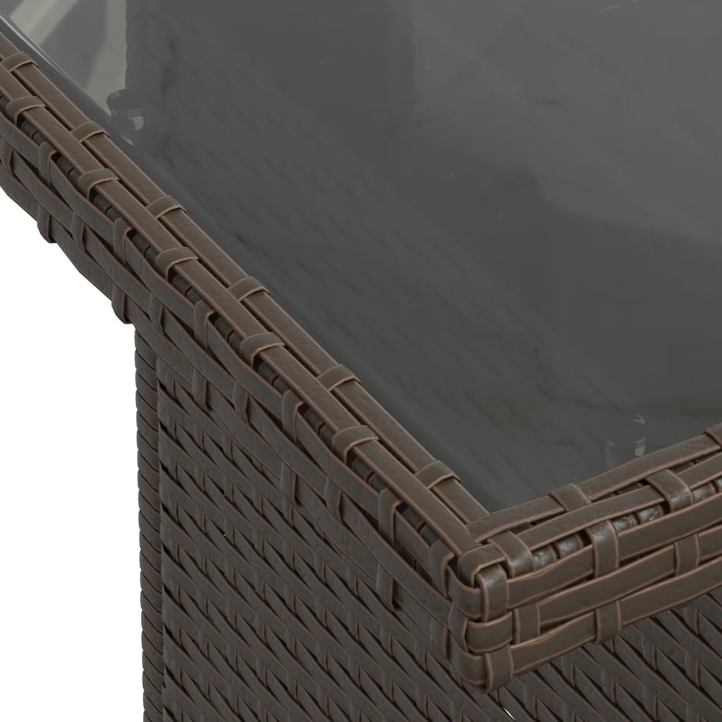 Τραπέζι Κήπου με Γυάλινη Επιφάνεια Καφέ 100x55x73 εκ Ρατάν 10