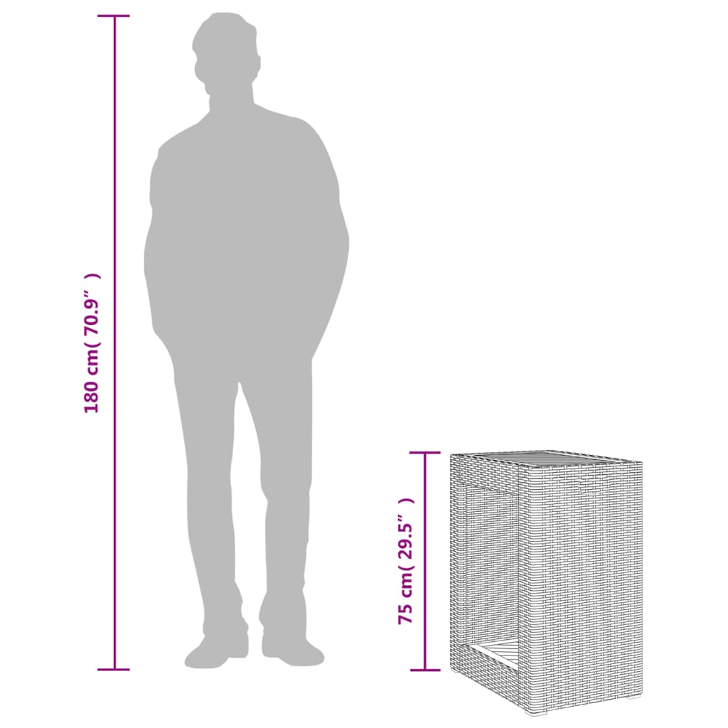 Τραπέζι Κήπου με Ξύλινη Επιφάνεια Μαύρο 60x40x75 εκ Συνθ. Ρατάν 10