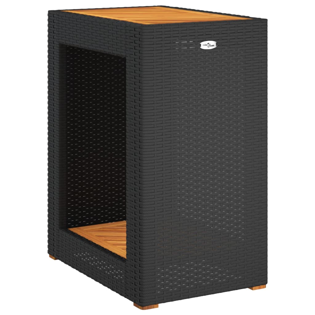 Τραπέζι Κήπου με Ξύλινη Επιφάνεια Μαύρο 60x40x75 εκ Συνθ. Ρατάν 7