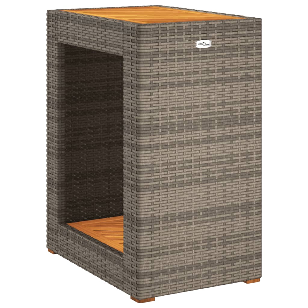 Τραπέζι Κήπου με Ξύλινη Επιφάνεια Γκρι 60x40x75 εκ. Συνθ. Ρατάν 7