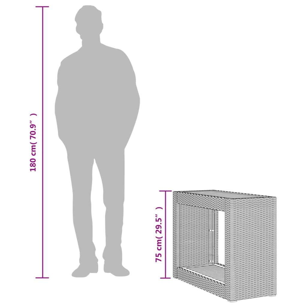 Τραπέζι Κήπου με Ξύλινη Επιφάνεια Μαύρο 100x40x75 εκ Συνθ Ρατάν 10