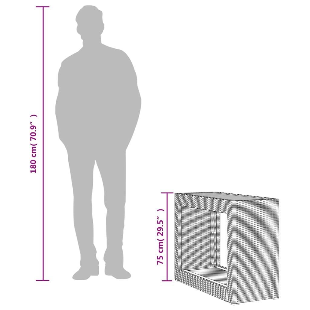 Τραπέζι Κήπου με Ξύλινη Επιφάνεια Μπεζ 100x40x75 εκ Συνθ. Ρατάν 10