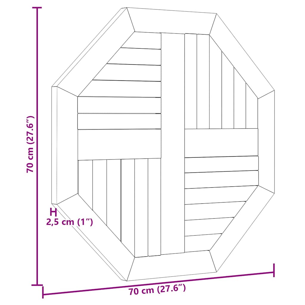 Επιφάνεια Τραπεζιού Οκτάγωνη 70x70x2,5 εκ. Μασίφ Ξύλο Teak 7
