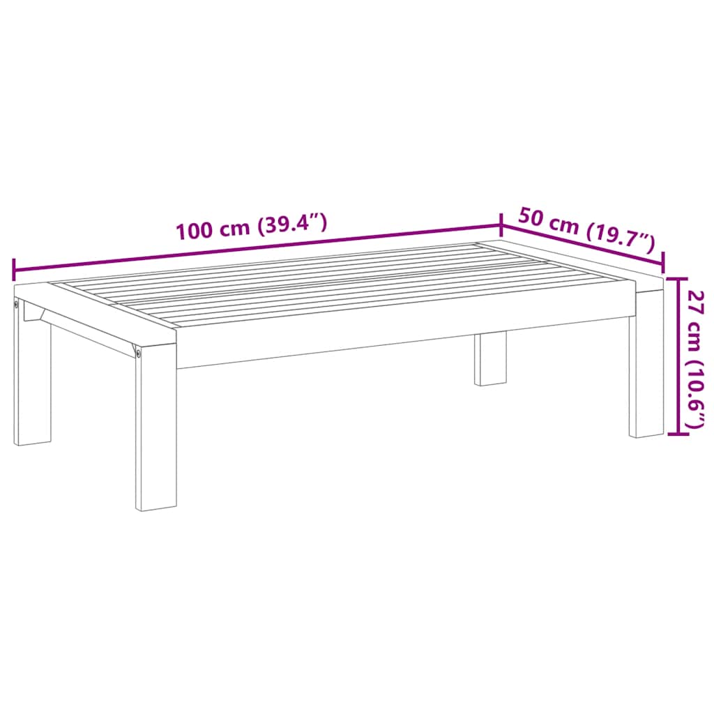 Τραπέζι Κήπου 100 x 50 x 27 εκ. από Μασίφ Ξύλο Ακακίας 8