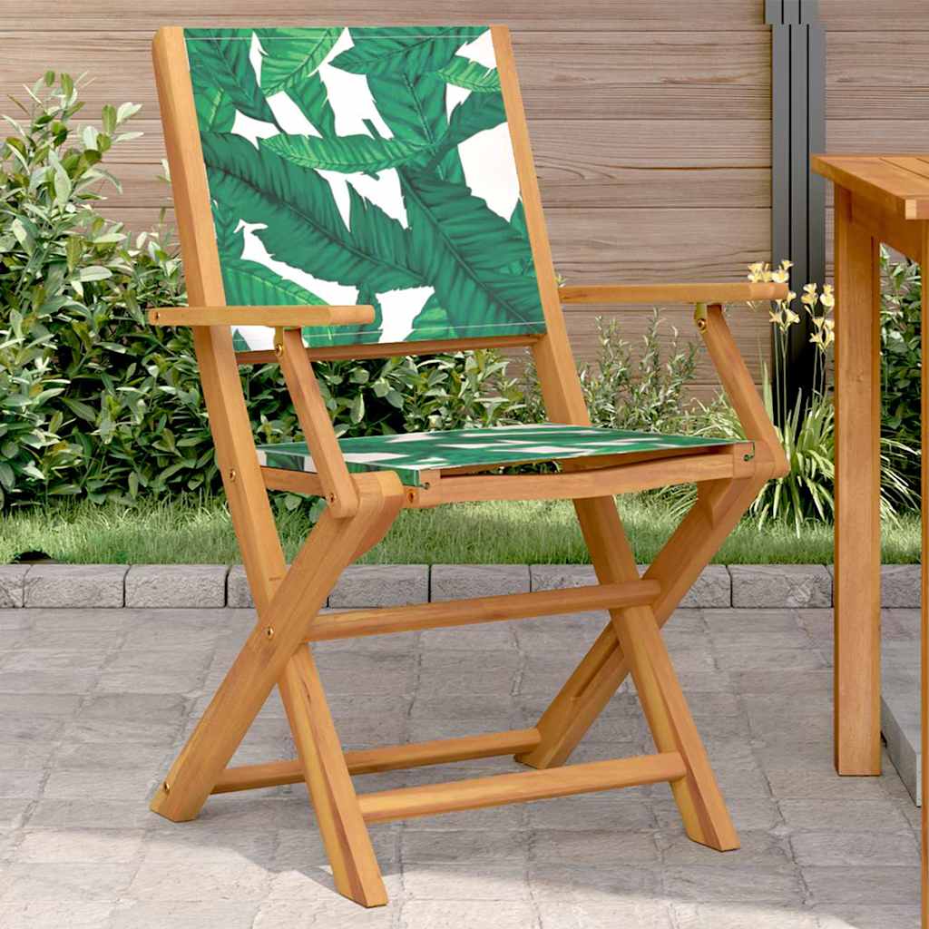Καρέκλες Κήπου 2 τεμ. Σχέδιο Φύλλων Μασίφ Ακακία & Ύφασμα 1