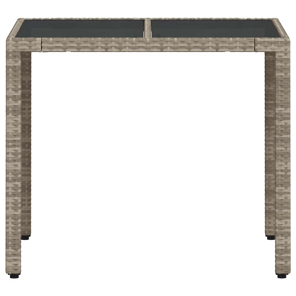 Τραπέζι Κήπου με Γυάλινη Επιφάνεια Αν. Γκρι 90x90x75 εκ Ρατάν 5