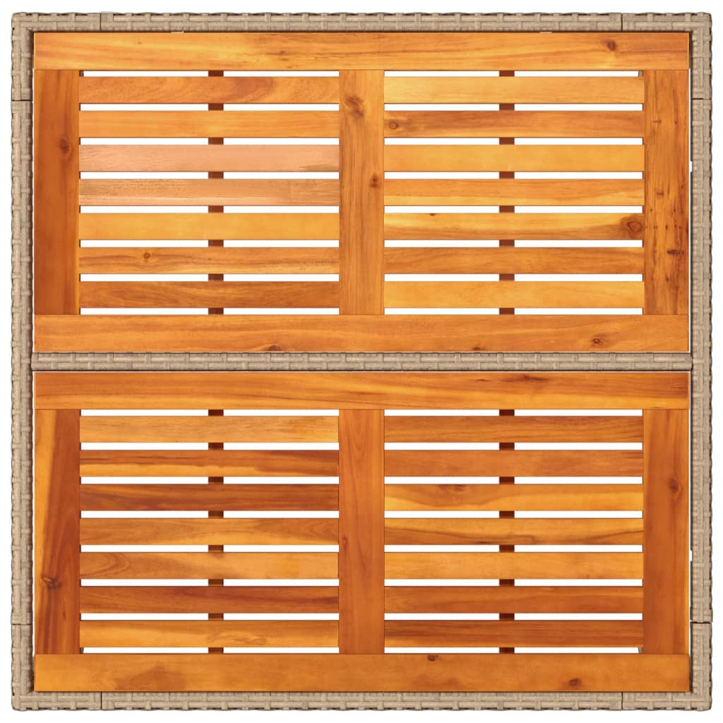 Τραπέζι Κήπου Μπεζ 90x90x75 εκ. Συνθετικό Ρατάν / Ξύλο Ακακίας 8