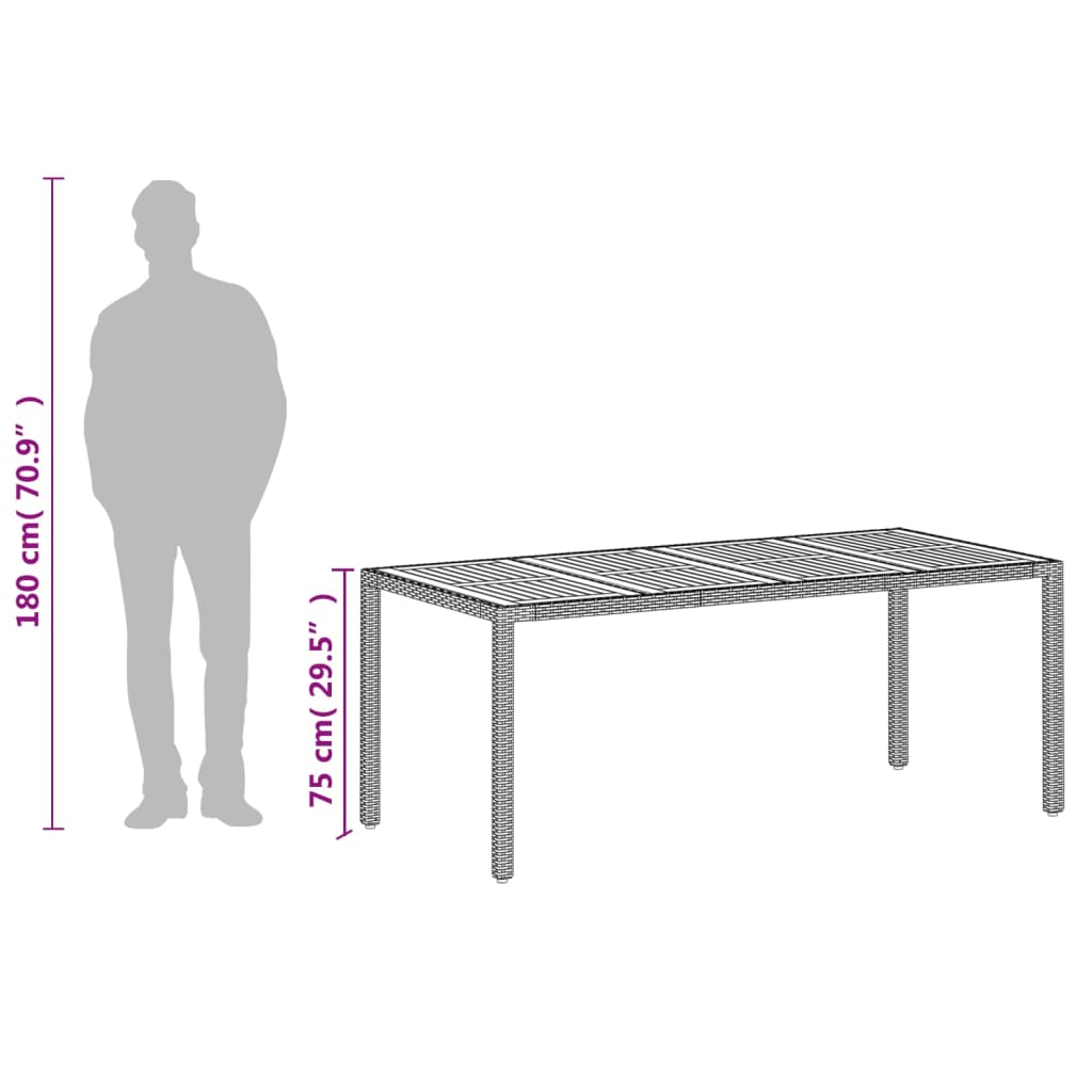 Τραπέζι Κήπου Μπεζ 190x90x75εκ. Συνθετικό Ρατάν / Ξύλο Ακακίας 12