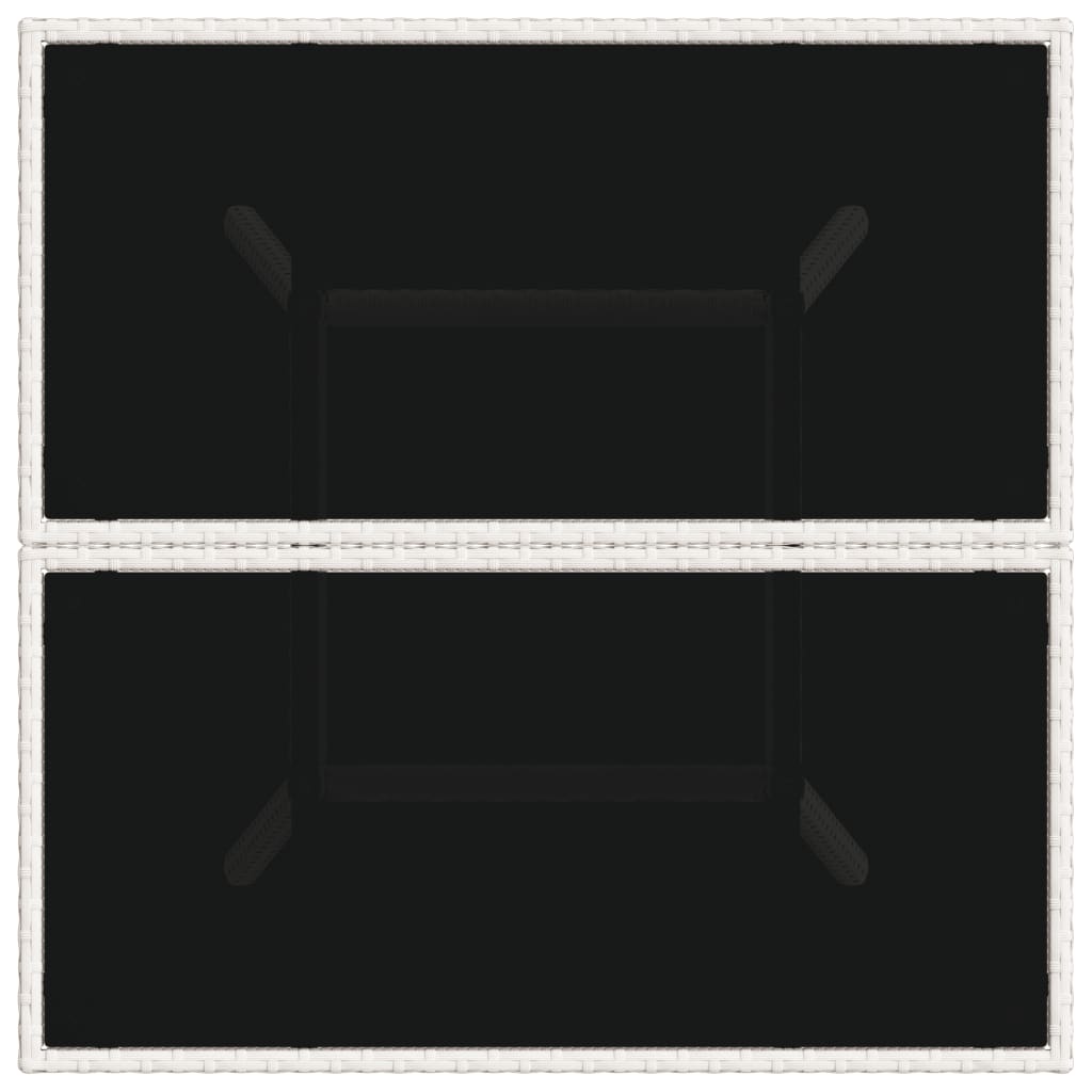 Τραπέζι Κήπου Γυάλινη Επιφάνεια Λευκό 80x80x75 εκ. Συνθ. Ρατάν 8