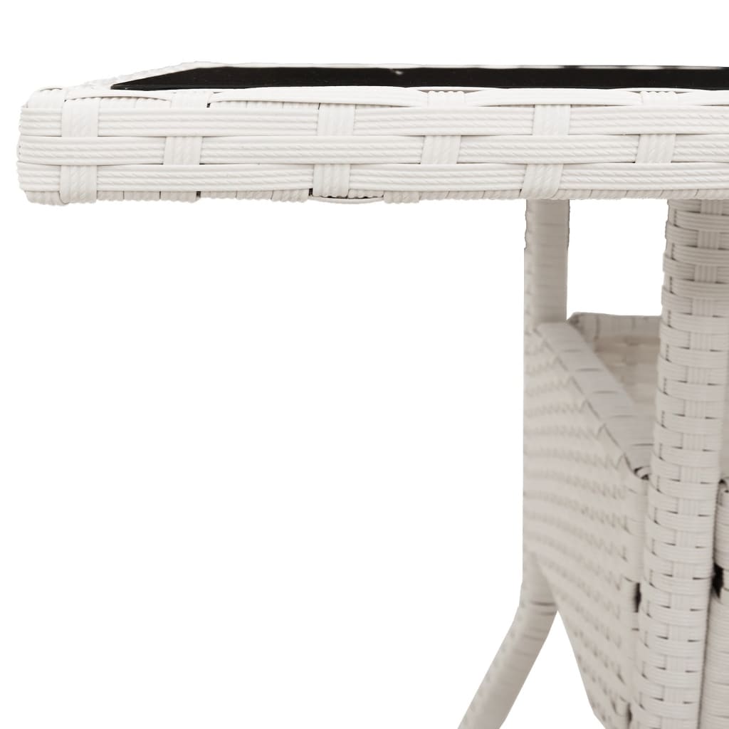 Τραπέζι Κήπου Γυάλινη Επιφάνεια Λευκό 80x80x75 εκ. Συνθ. Ρατάν 9