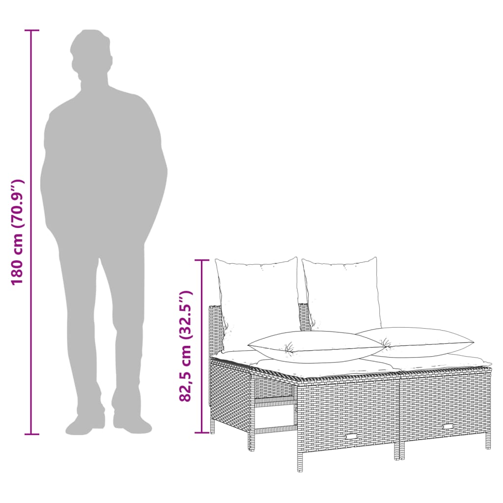 Σετ Καναπέ Κήπου 4 τεμ. Μπεζ Συνθετικό Ρατάν με Μαξιλάρια 8