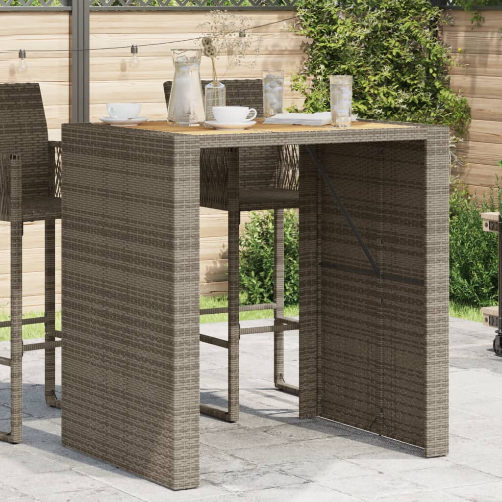 Τραπέζι Μπαρ Κήπου Επιφ. Ακακίας Γκρι 105x80x110εκ. Συνθ. Ρατάν 1