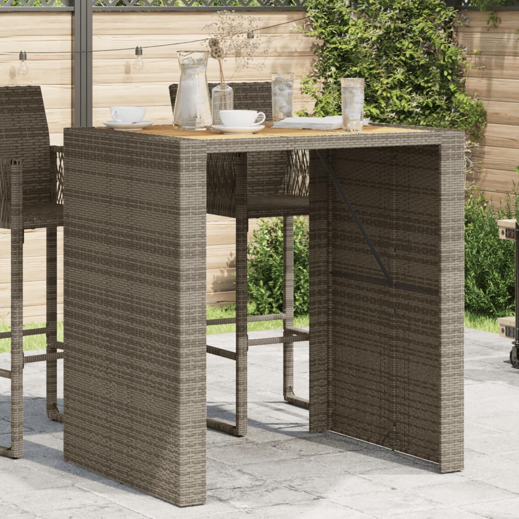 Τραπέζι Μπαρ Κήπου Επιφ. Ακακίας Γκρι 105x80x110εκ. Συνθ. Ρατάν 3