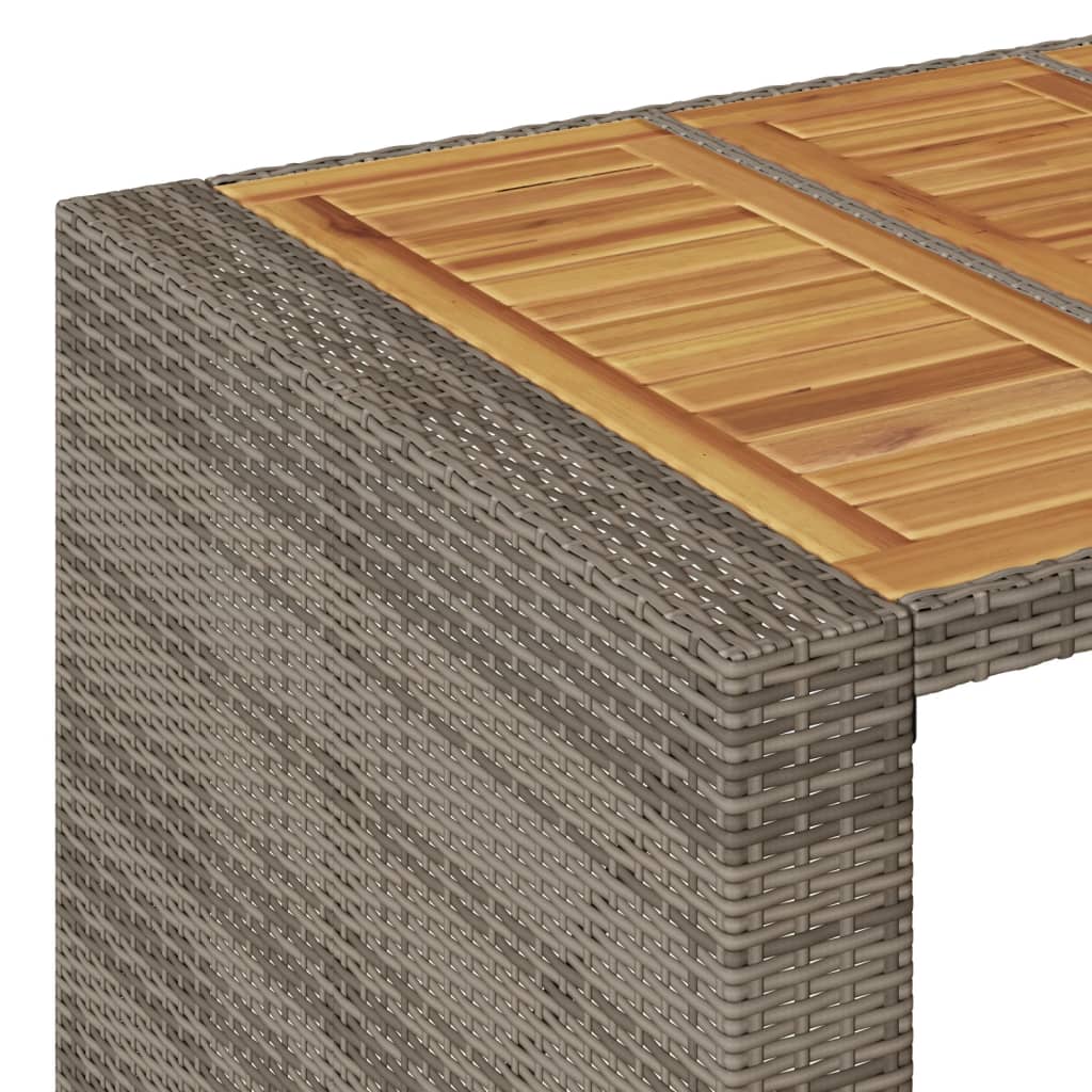 Τραπέζι Μπαρ Κήπου Επιφ. Ακακίας Γκρι 105x80x110εκ. Συνθ. Ρατάν 9