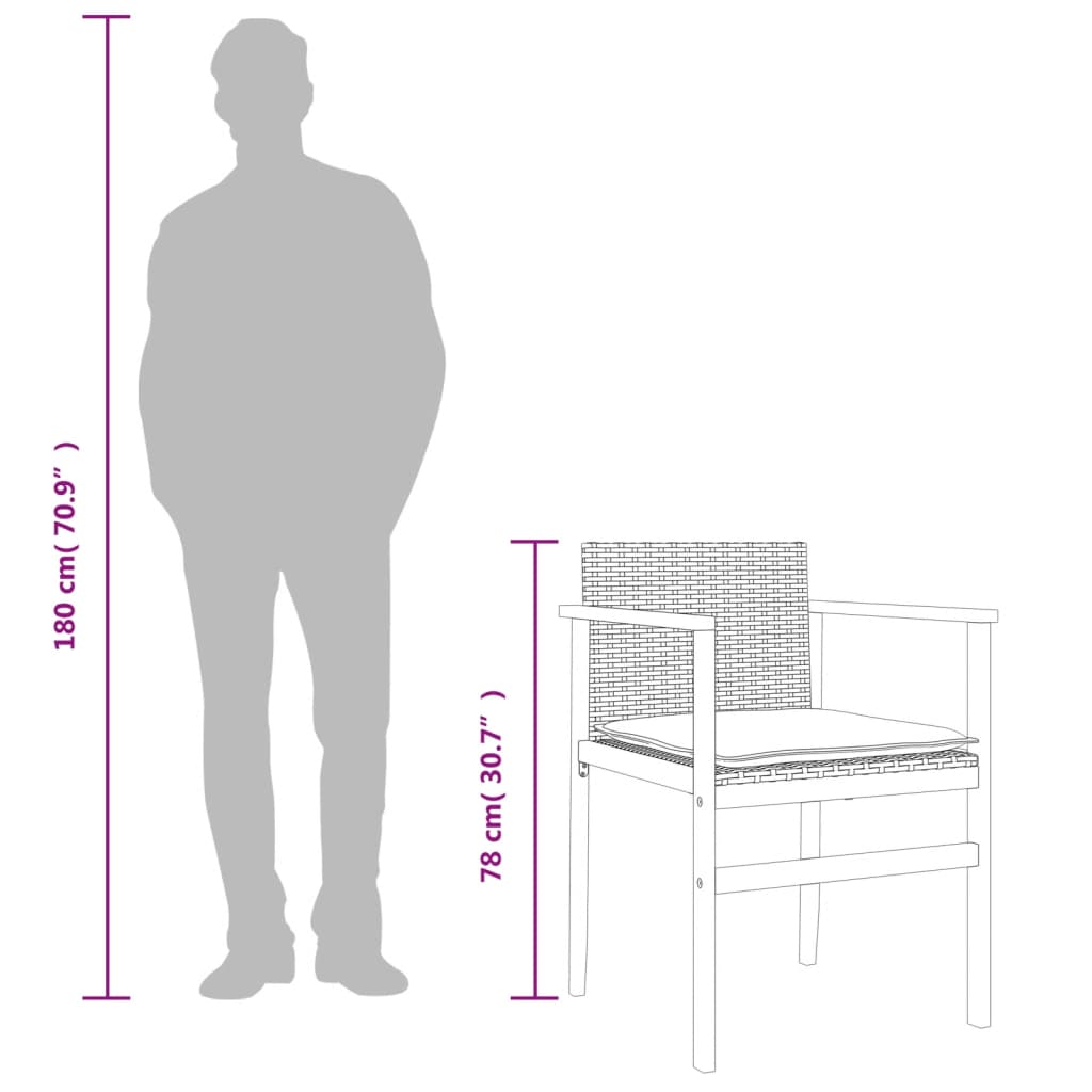 Καρέκλες Κήπου 2 τεμ. Μπεζ Συνθ. Ρατάν/Μασίφ Ξύλο+Μαξιλάρια 11